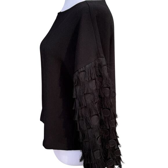 Black Cropped Top Sexy Fringe Party Small EUC H&M - Picture 3 of 9